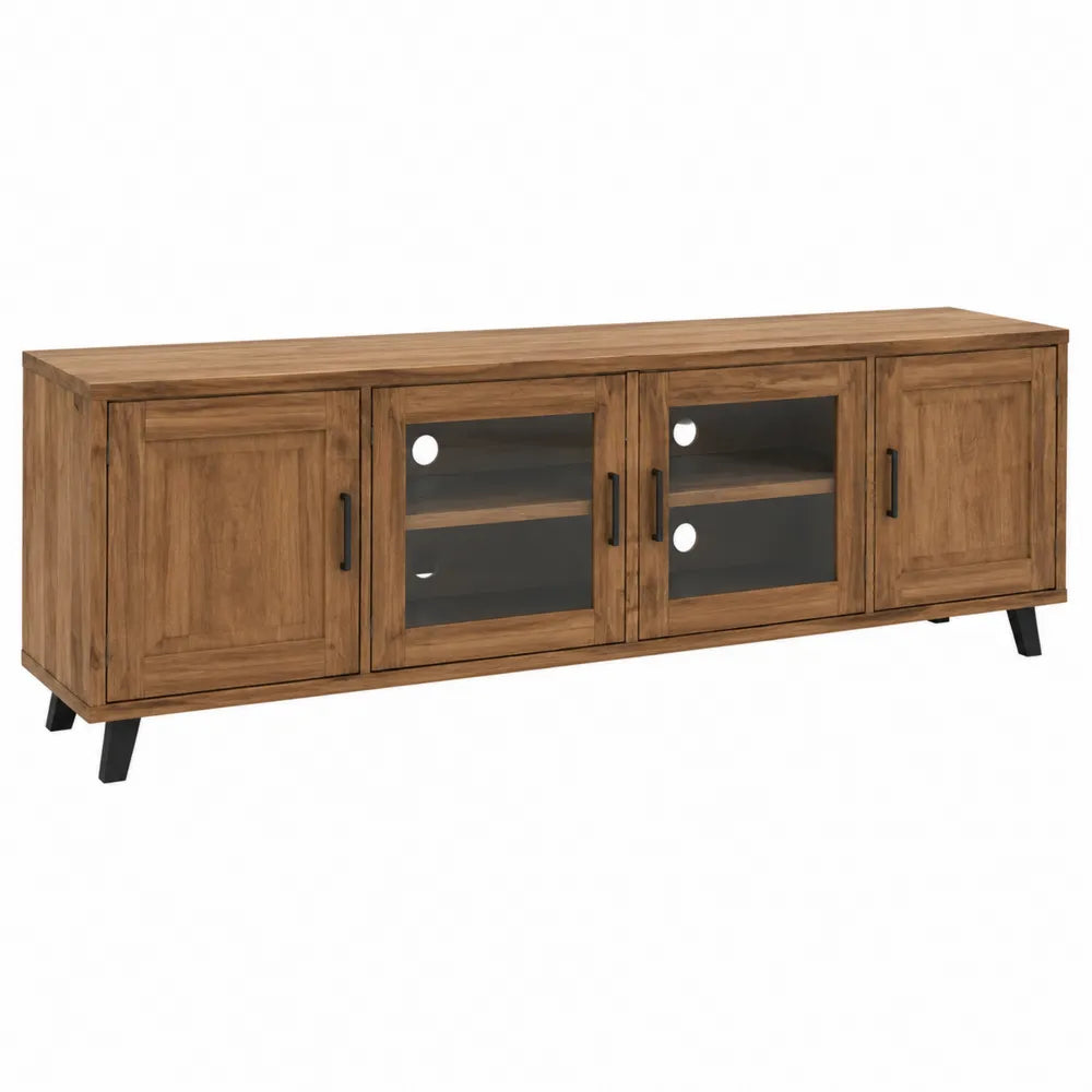Szafka RTV drewniana z hartowanymi drzwiami szklanymi 180x35x50 cm