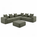 Modułowa sofa narożna zielona tkanina Poliester