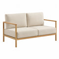 Dwuosobowa sofa z drewna teak i tkaniny poliestrowej Beige