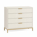 Komoda z 4 szufladami z płyty MDF Kremowy/Złoty 100x80x40 cm