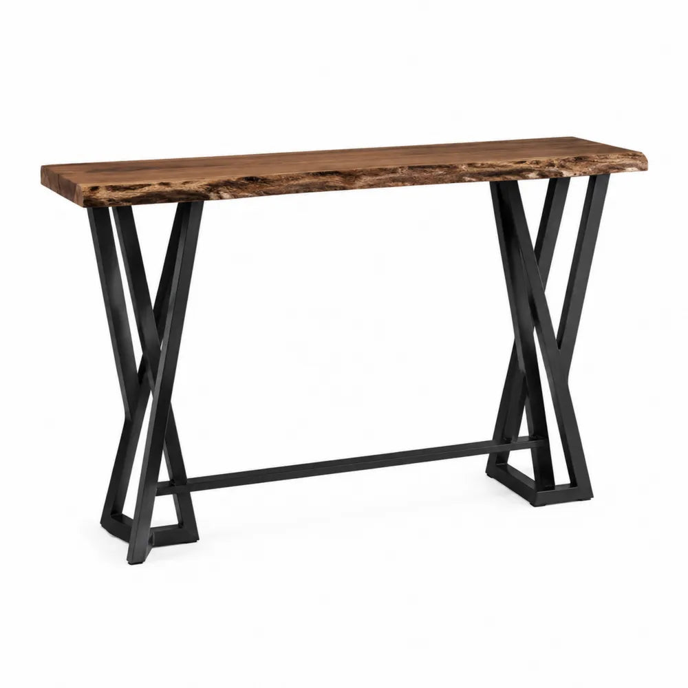 Konsola z litego drewna i stali 120x40x80 cm