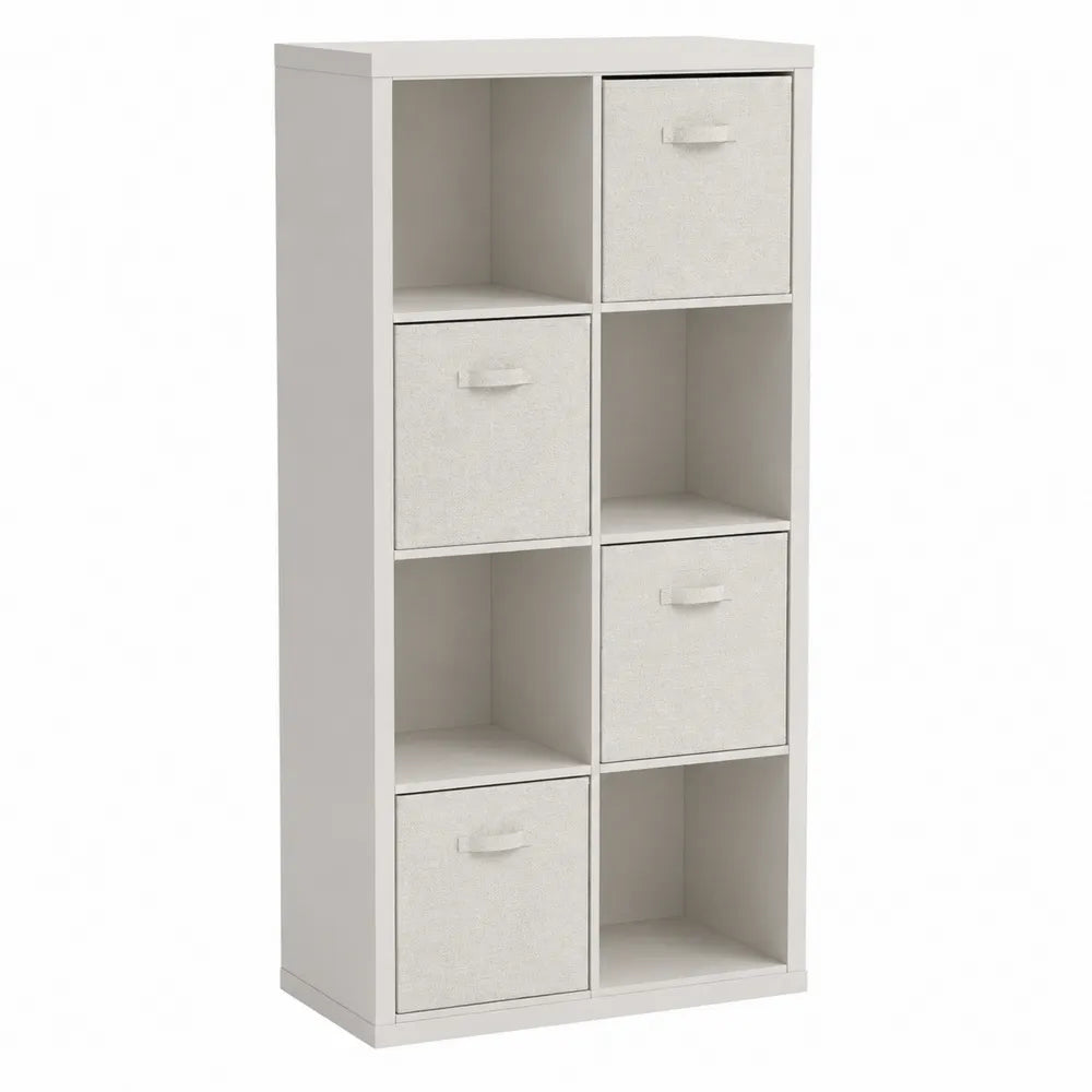 Regał z pojemnikami tekstylnymi MDF Biały 120x60x30 cm