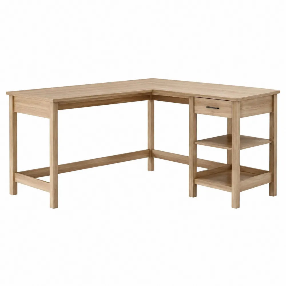 Biurko narożne z płyty MDF z szufladą i półkami 150x120x75 cm