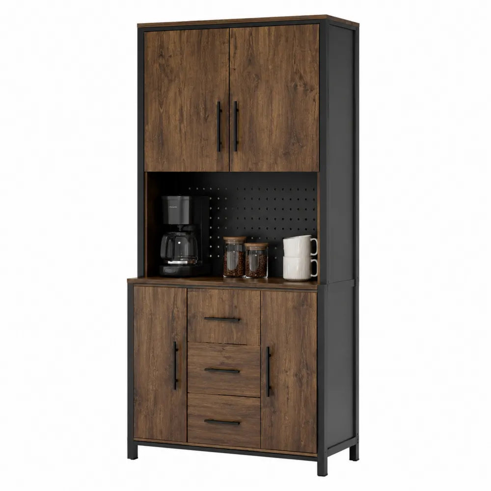 Kredens z płyty MDF i metalu, brązowy 180x80x40 cm