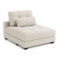 Kremowa sofa sztruksowa z poduszką