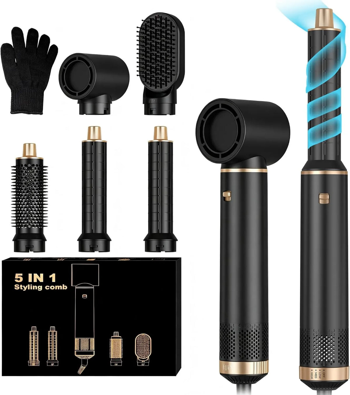 MogaWave, Hairstyler Air Styler 5 in 1, 1000 w Ionic Hair Suszarka, 1, 1000 w