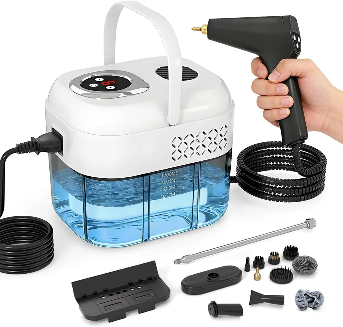 TECKZOON myjka parowa, Czyszczenie parowe, 2500 W, 15 s czyszczenie, duży zbiornik, 2 strefy temperatury, korzystanie z podłogi, kuchnia, samochód, okna i sofa