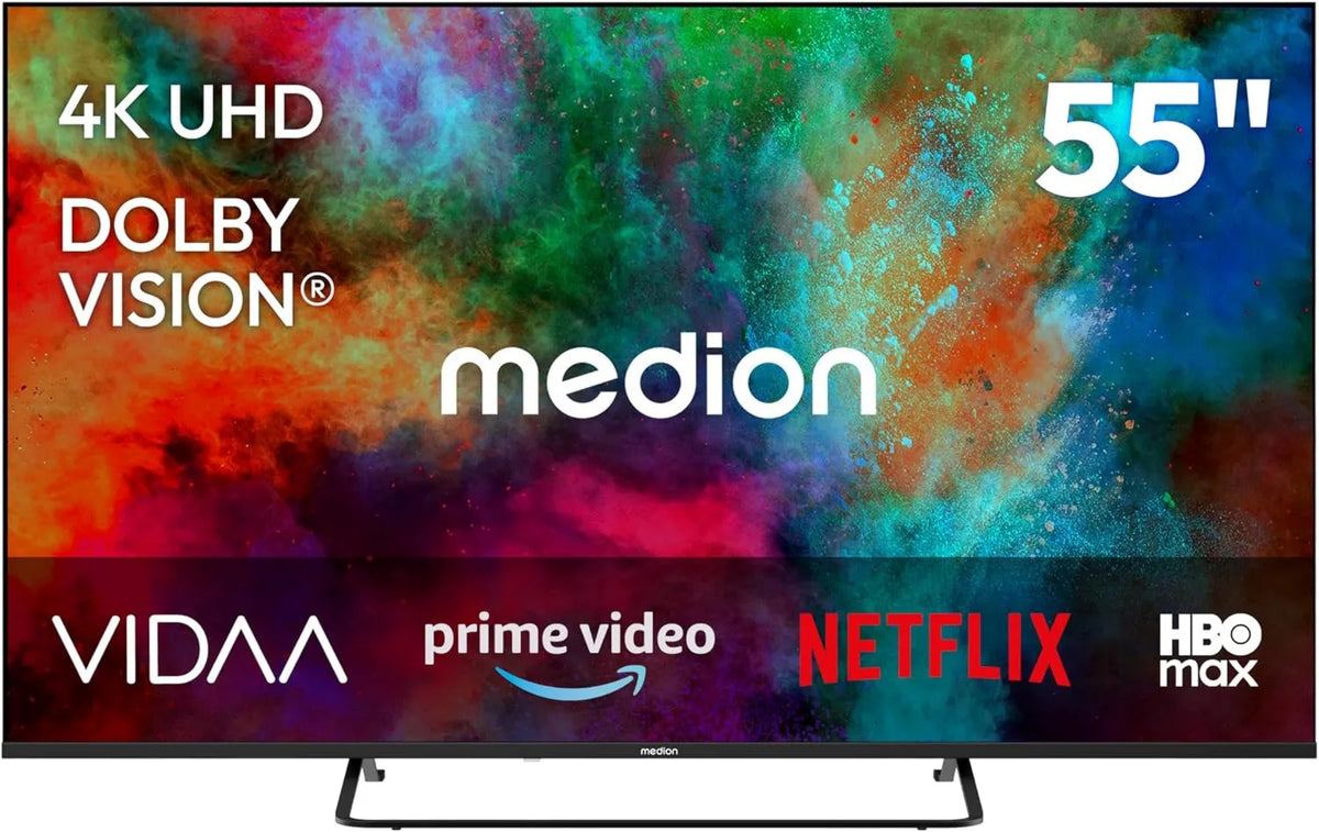 MEDION, Inteligentny telewizor MD855302, 55 cali, TV, HDR, dźwięk Dolby, Bluetooth, nagrywanie PVR, 138
