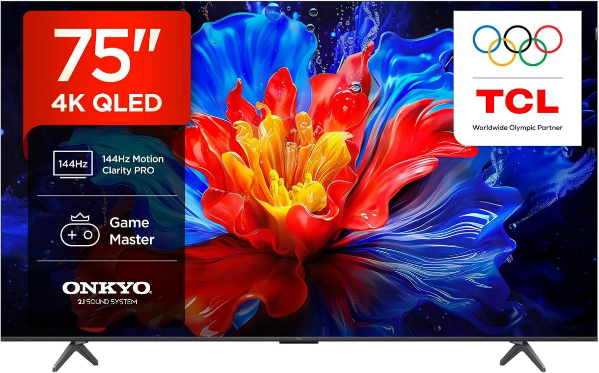 TCL telewizor, Google 75P8K 4xHDMI Smart TV, 190 cm, 3840 × 2160, 144 Hz, 4 HDMI, TV, 4K UHD, QLED, Wi-Fi, Dolby Vision
