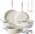Redchef, naczynia kuchenne, bez PFOA i PTFE PFS, naczynia, bateria kuchenny w ceramicznych 14 sztuk z piecami
