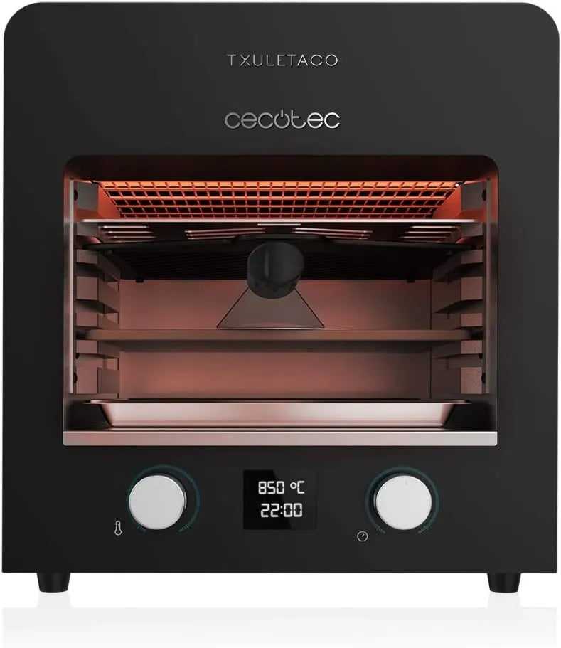 Cecotec mini piekarnik, Termometr, 2200 W, grill, pizza, 2 strefy temperaturowe, 2 tace, do gotowania pizzy