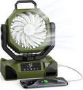 OUWANCH, Wentylator, licznik czasu, USB, kemping, LED światła, 5 prędkości