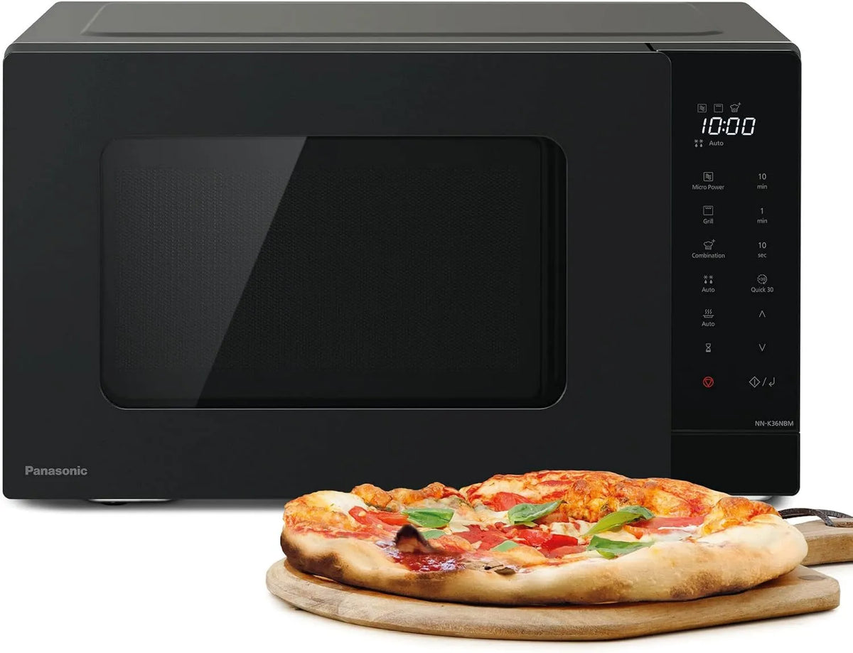 Panasonic, NN- K36NBMEPG Kuchenka mikrofalowa, 24 l, 900 W, 8 programów, grill, mikrofalówka, czarny, Funkcja szybka 30, 24 Lity, 900 W moc NN-K36NBMEPG