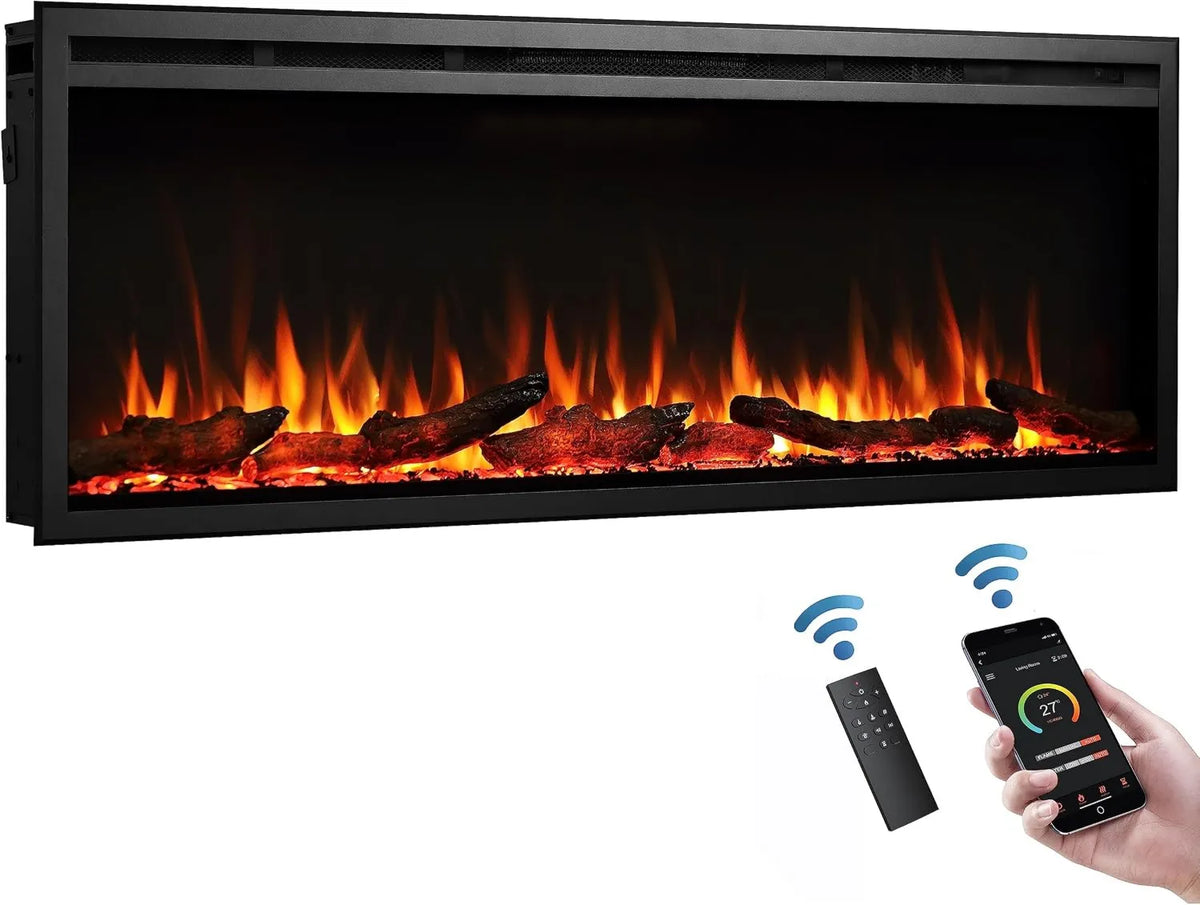 FLAMME, W 127 W / 1500 Castello Built- w kominku ściennym wyposażonym w 3 kolory 750 W / 1500 W 127 cm W/1500