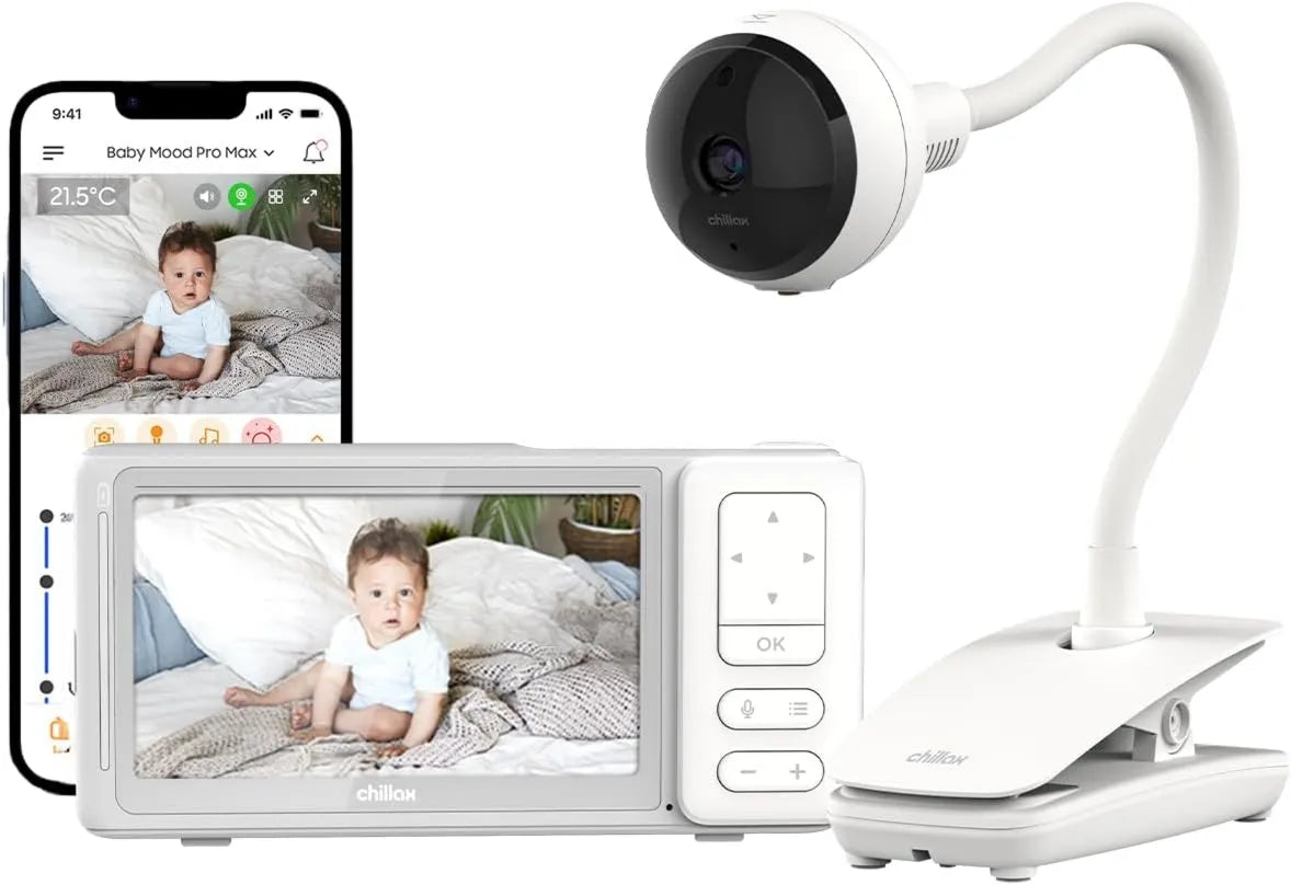 CHILLAX, HD 5 1080p Babyphone, Aparat fotograficzny, Monitor wideo dla dzieci, WiFi, Full HD, LCD