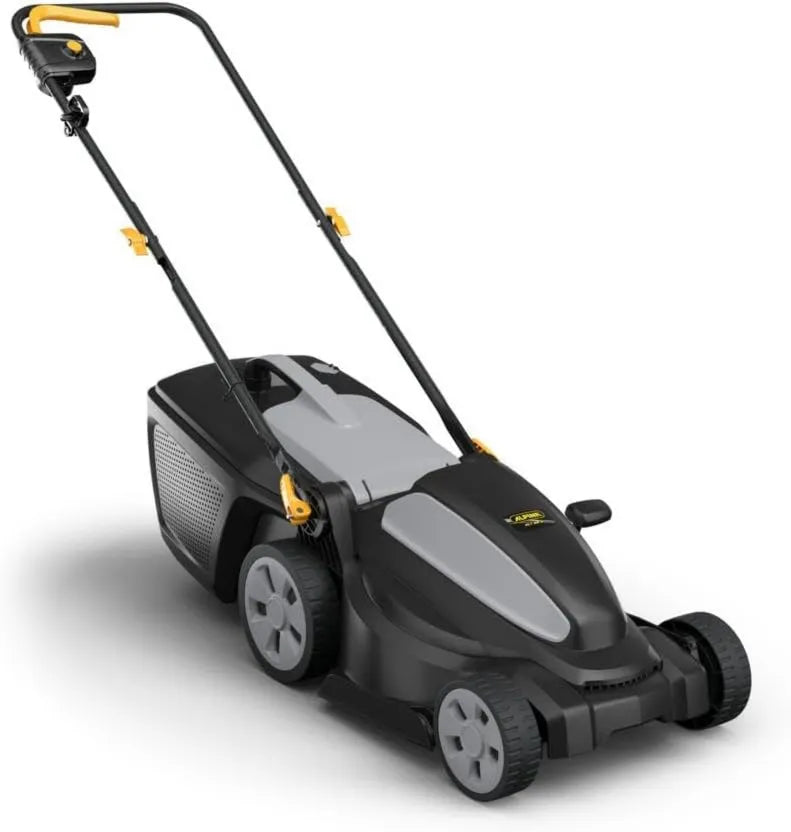 AL1 34E kosiarka, 1200 W, 34 cm, Alpina kosiarka elektryczna, silnik 1200 W, szerokość cięcia 34 cm, 6 wysokości cięcia, kaseta na trawę 35 l