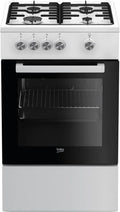 Beko kuchenka z piekarnikiem, Naczynia kuchenne z piekarnikiem FSG52000DWC, 68 l, 4 pola grzewcze, biały, kuchenka gazowa 68 l 4 białe światła - FSG52000DWC