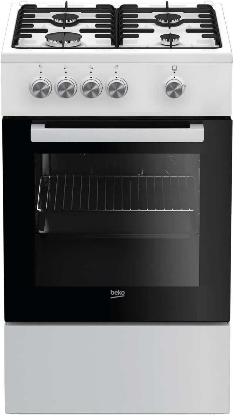 Beko kuchenka z piekarnikiem, Naczynia kuchenne z piekarnikiem FSG52000DWC, 68 l, 4 pola grzewcze, biały, kuchenka gazowa 68 l 4 białe światła - FSG52000DWC