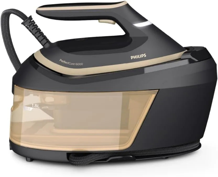 PHILIPS generator pary, 150 g / min PSG6064 / 80 kompaktowy i praktyczny, Czarny, PerfectCare 6000 parowy zakład, 8 bar, 150 g / min parowy, OptimalTEMP technologia, Sole 150 g/min PSG6064/80