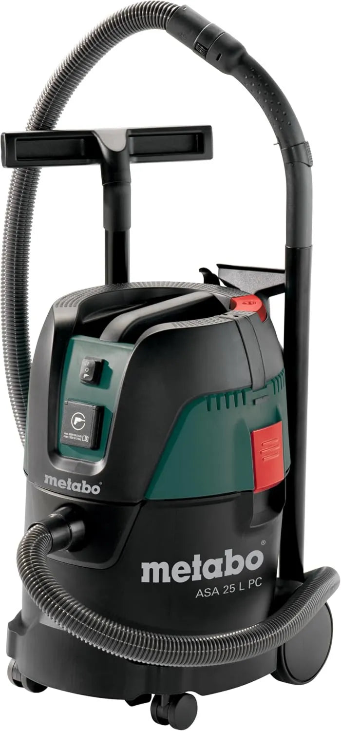 metabo odkurzacz tradycyjny, ASA odkurzacz 25, 25 l, 1200 W, duży zbiornik, czarny, 602014000