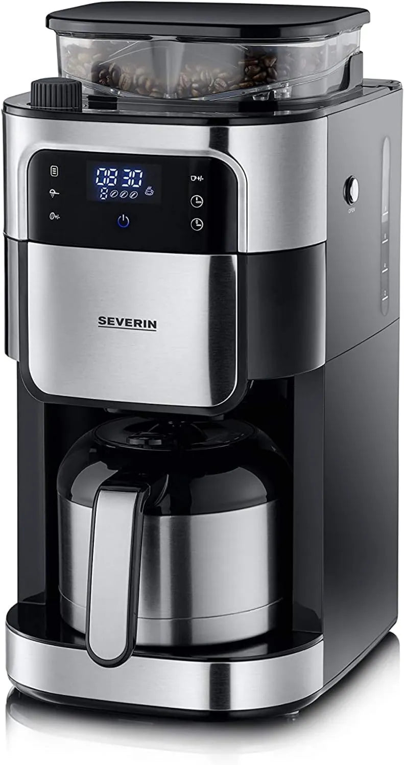 Severin KA 4814 ekspres do kawy, 1000 W, 8 filiżanek, 1 x 4, indywidualnie wybierany stopień mielenia, na maks. 8 filiżanek / ok. 1 litr