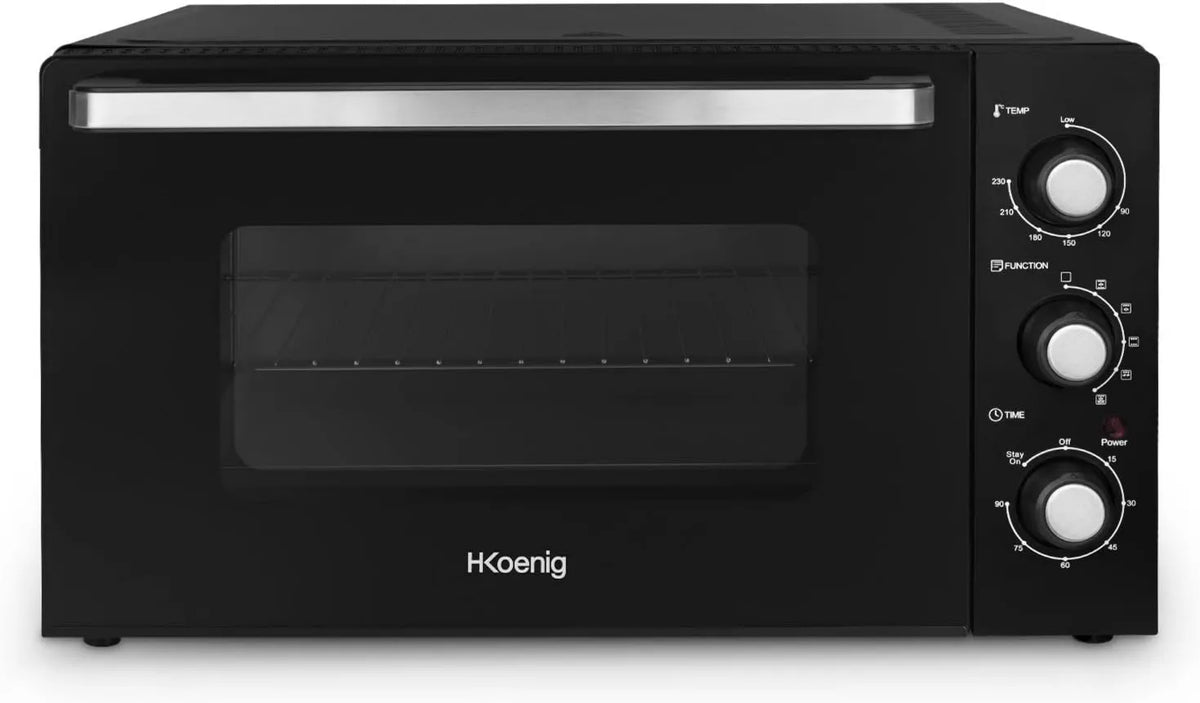 H.Koenig mini piekarnik, Piekarnik elektryczny FO42, 42 l, 2000 W, zegar, kompaktowy, 2 strefy temperaturowe, 5 trybów gotowania, 42 l pojemność, Temperatura do 230°C