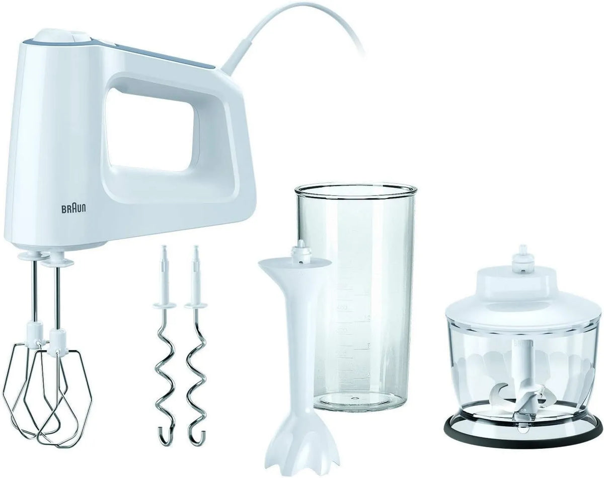 Braun, HM3135 Blender, 500 W, wymienny, biały, Miska miarowa 600 ml, Mini Hachier 500 ml, 5 regulowanych prędkości, MultiMix 3