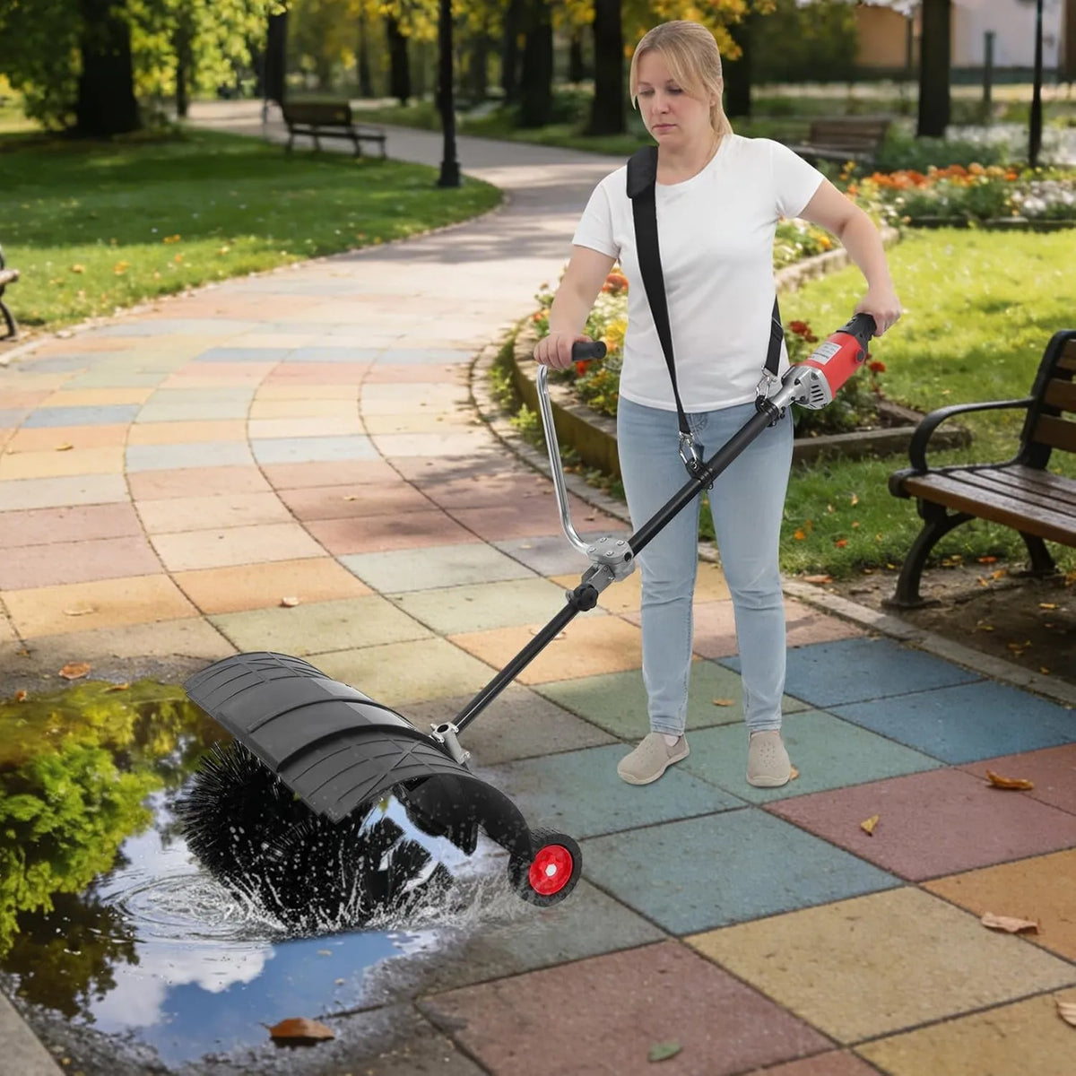 DHQCQL, 7000- 9000 obr./min 1600 W 6 Szybkościomierze Elektryczne Broom w aluminium 2 w 1 Blower śniegu z dmuchawą i pomocniczy Koła Snow Sweter 7000-9000 obr./min