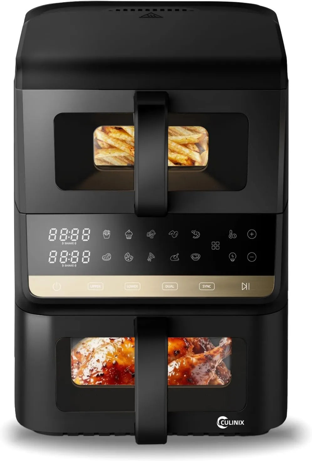CULINIX frytkownica beztłuszczowa, 10- in-1, 10 l, czarna, oszczędność oleju 80%, SYNC i duAL 10-in-1