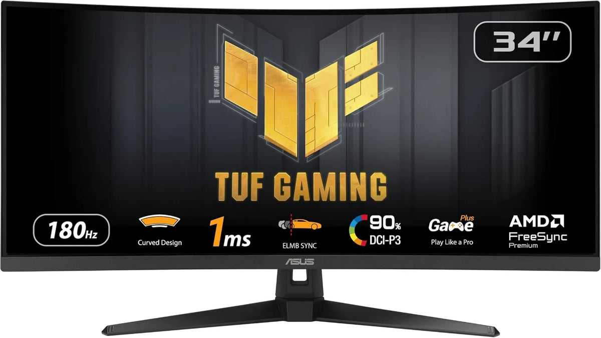 ASUS monitor komputerowy, VG34VQ3B 1440p Monitor, 34 cale, 3440 × 1440, 1 ms, 180 Hz, konfiguracja gier, WQHD, ekran PC, 90% DCI- P3, 1ms MPRT, ELMB Sync DCI-P3
