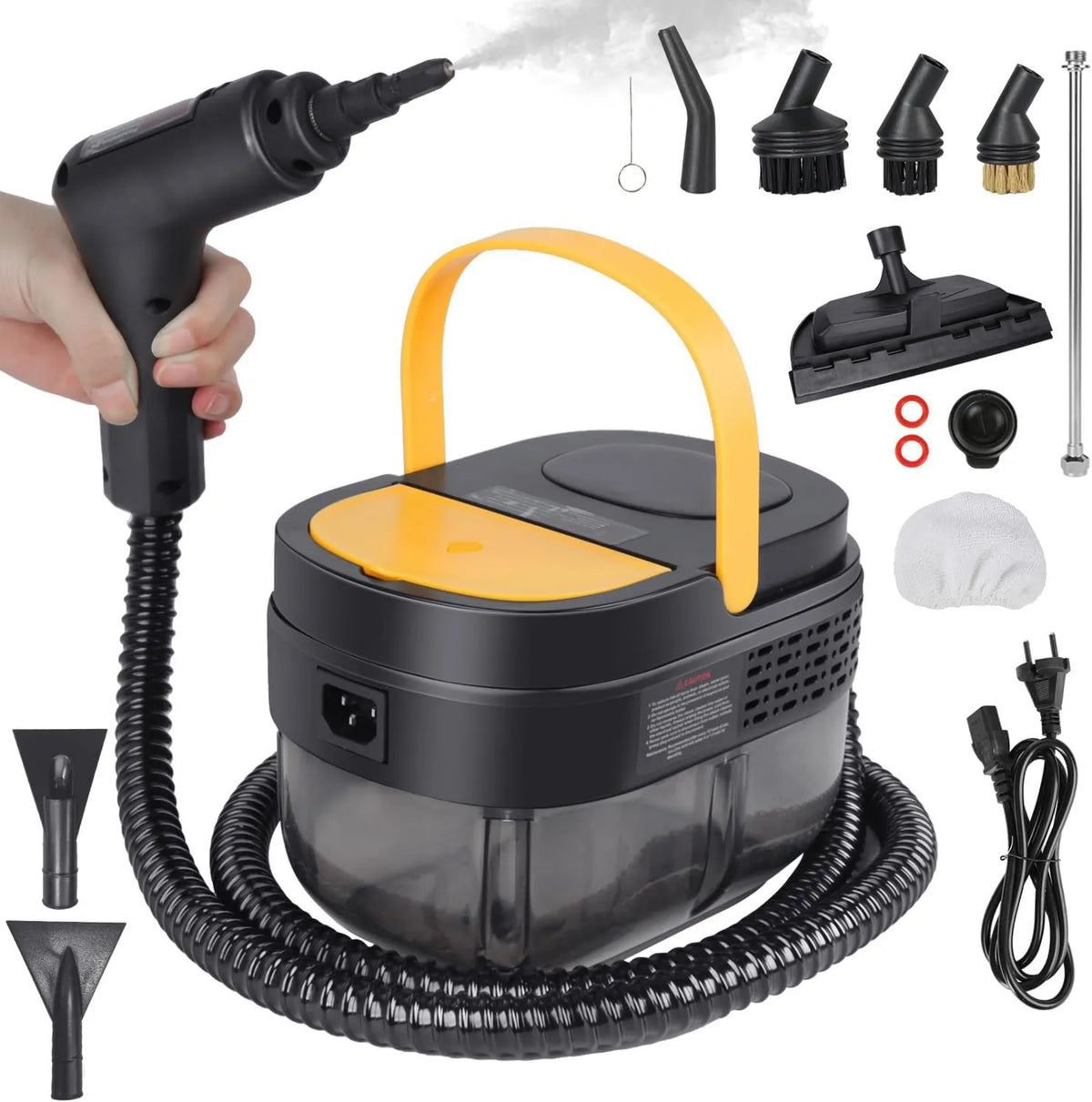 Purova myjka parowa, Czyszczenie parowe, 2500 W, 15 s czyszczenie, duży zbiornik, 2 strefy temperatur, korzystanie z podłogi, kuchnia, samochód, okna i sofa, 10 Akcesoria