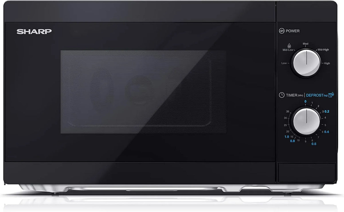 Sharp, YC- MS01ES kuchenka mikrofalowa, 20 l, 800 W, minutnik, Czarny, 5 poziomów mocy, Srebrny YC-MS01ES