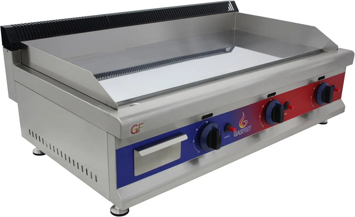GASFRIT, Produkt ze stali nierdzewnej, przemysłowe, twarde chromowane plancha do profesjonalnej kuchni, gazu lub elektrycznego, piezoelektryczne zapłon, kilka