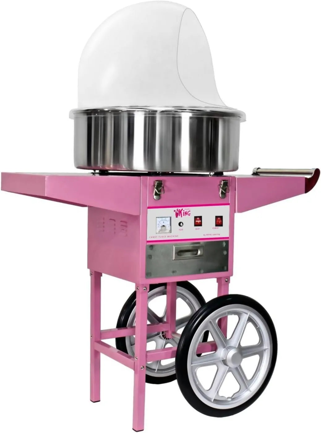 RCZC-1200E, 1200 W, 52 cm, Royal Catering, Maszynka do waty cukrowej z wozem, Pokrywa w zestawie