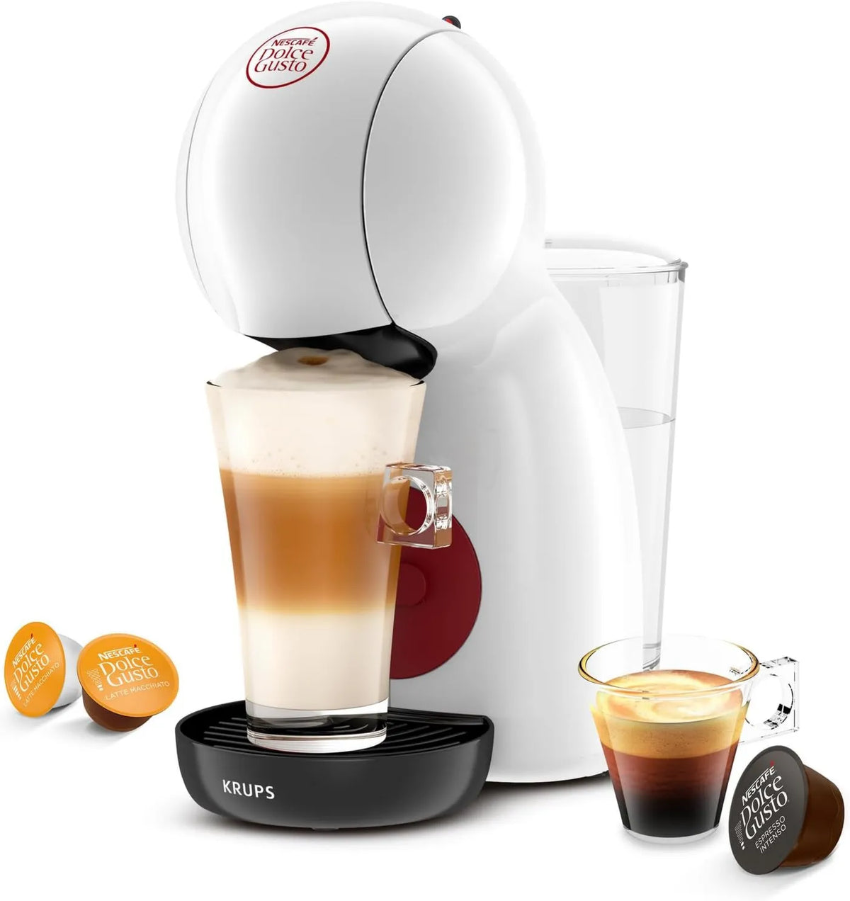 Nescafé Dolce Gusto, Grzejnik elektryczny Krups, 14 cm, 0, 8 l, duży zbiornik, biały, Piccolo XS Kompaktowa ekspres do kawy, 15 barów