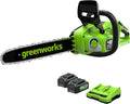 Greenworks GD24X2CS36K4X pilarka łańcuchowa, 35 cm, silnik bezszczotkowy, zasilanie akumulatorowe, długość ostrza 35 cm, szybkość cięcia 20 m na s