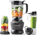 NutriBullet blender kielichowy, Mikser, 1, 8 l, 1200 W, szary, 2 składane pokrywy do Go i 1, 3 kubki o różnych rozmiarach