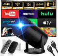 Gaimoo projektor, Smart TV 1080P, TV, 4K UHD, HDMI, USB, WiFi, Bluetooth, czarny, Zintegrowany Retro aplikacji, wideo 2026 Uaktualnione wsparcie 4K 1080P