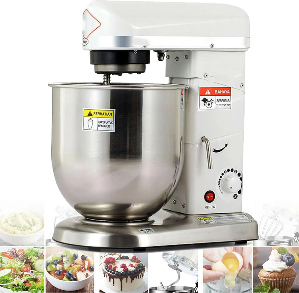 Generic, Robot, 10 l, 500 W, ciasto, 3 prędkości, profesjonalny, biały, do makaronu i ciasta