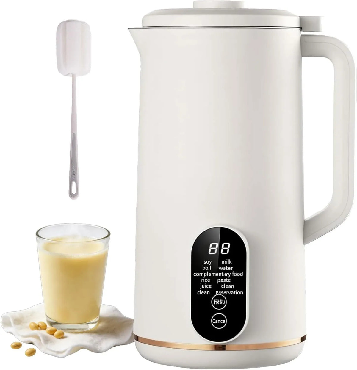 Generic spieniacz do mleka, Maszyna do mleka, maszyna do mleka roślinnego i mleka orzechowego, 500 W, 650 ML, zegar, ciepłe uchwyty, biały, dla migdałów