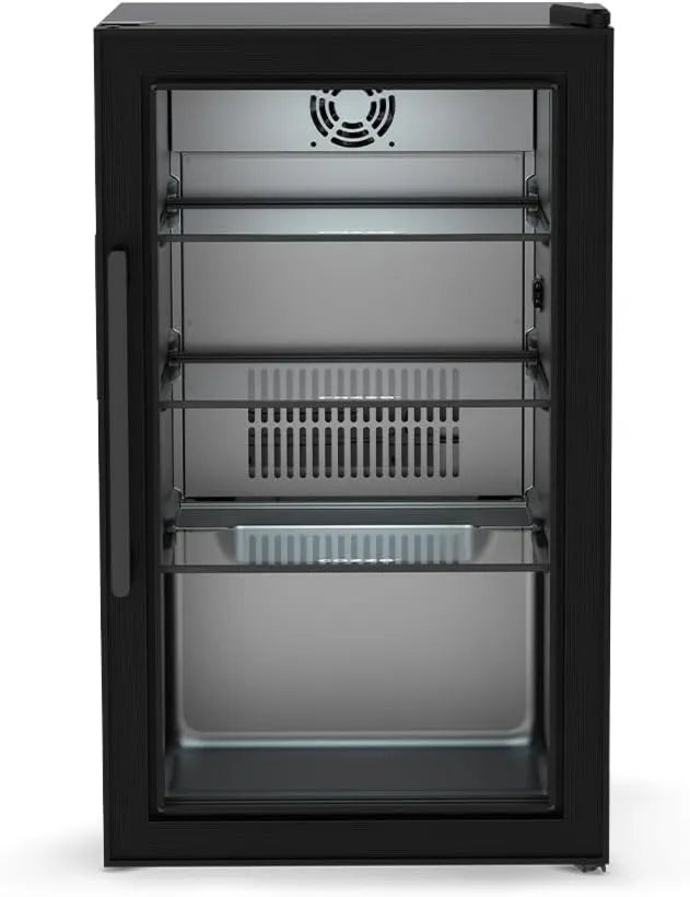 cozze chłodziarka do napojów, Lodówka, 63 l, 3 do 10°C, na zewnątrz, oświetlenie LED, chłodzenie sprężarką 3- 10°C, 3 półki szklane, wyświetlacz cyfrowy, gniazdo