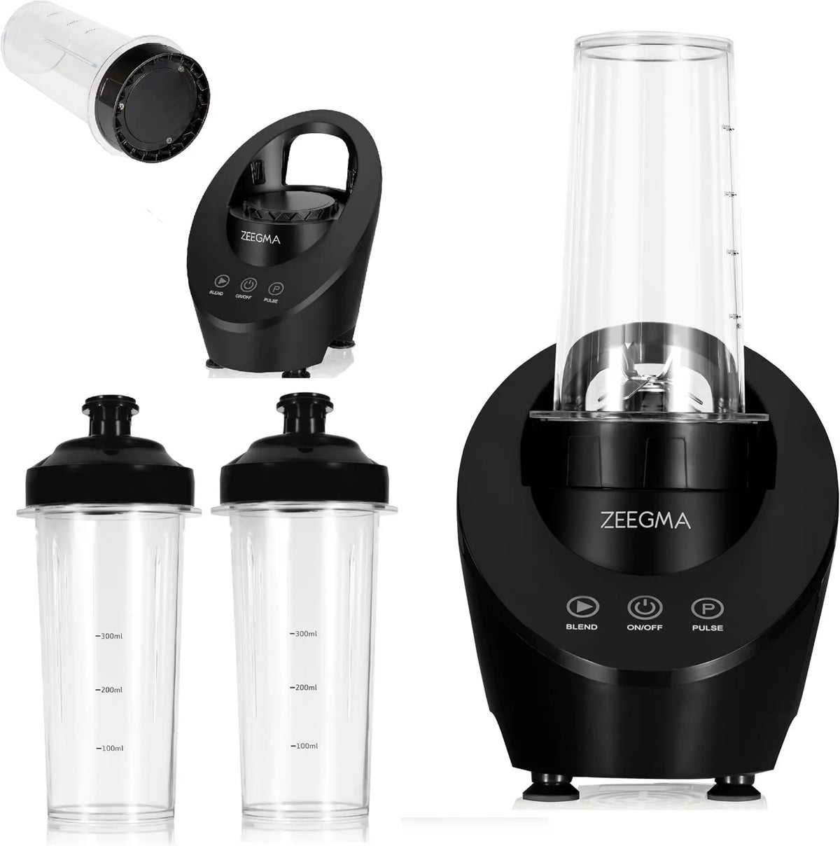 Zeegma blender kielichowy, Mikser, 1 l, 1050 W, 4- in-1, profesjonalny, 1050 W wielofunkcyjny z 1 l dzbanka, 0, 3 l 4-en-1
