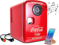 Koolatron minilodówka, Produkt przenośny Retro chłodziarka Ciepło z wbudowaną- w głośnik bezprzewodowy Bluetooth czerwony