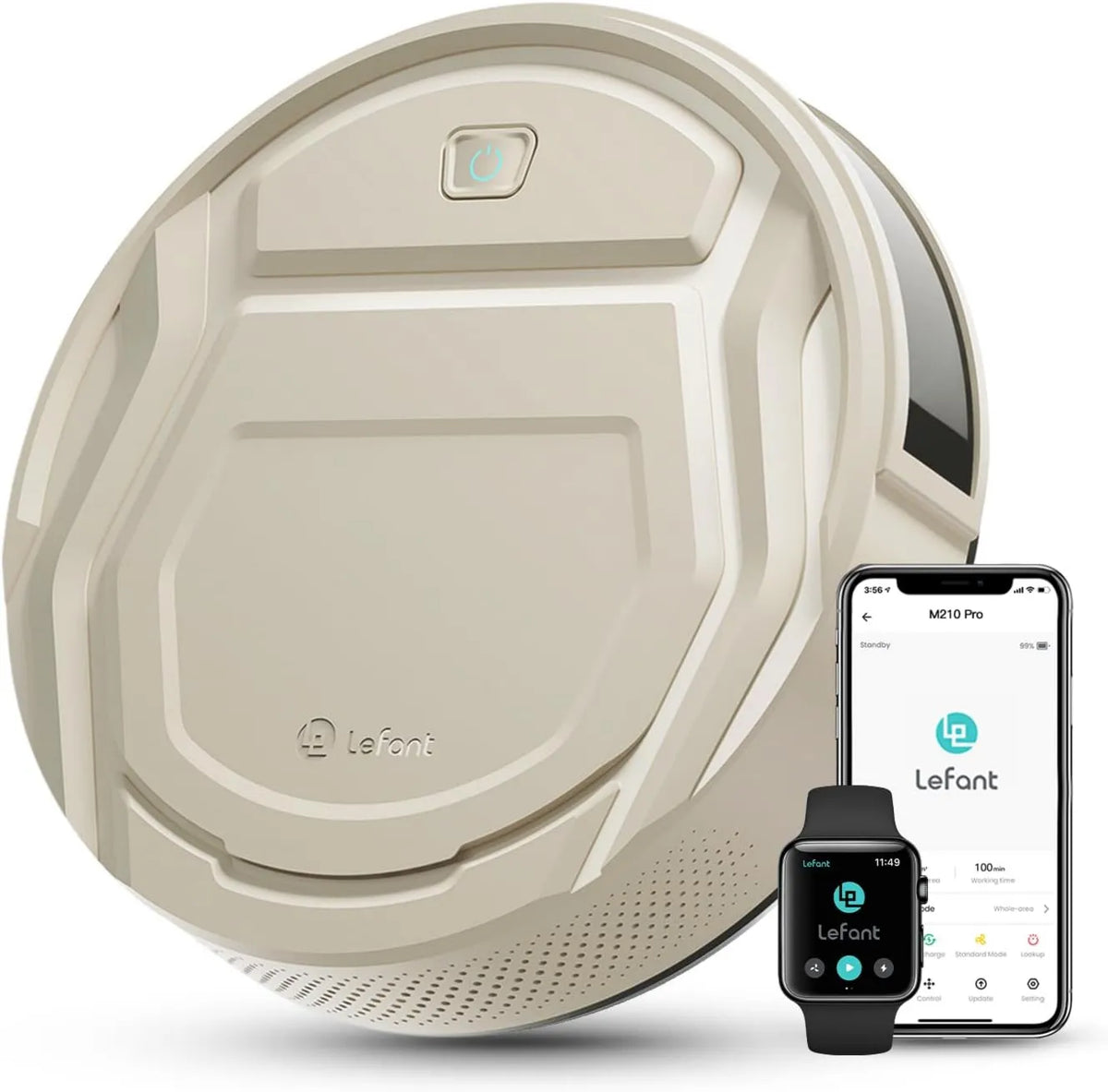 Lefant robot sprzątający, Lewant 120min M210P Odkurzacz, 55 dB, podłączony z WiFi / Bluetooth / Alexa / App, cichy, Autonomiczny