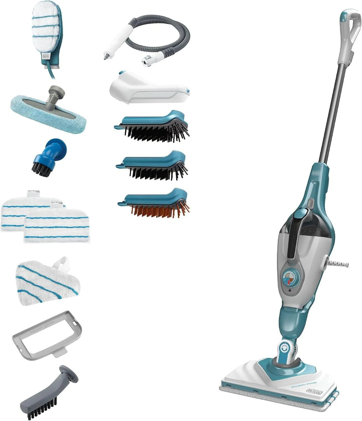 BLACK+DECKER, czarny+DECKER czarny+DECKER czarny+DECKER czarny+DECKER Akcesoria do aparatury, 1600 W, czarny BHSM1610DSM- QS, para, czerń, Rękawica Delta i Głowica STEAMITT, Drut wielofunkcyjny z Brooma Vapour, Kabel: 8 m BHSM1610DSM-QS