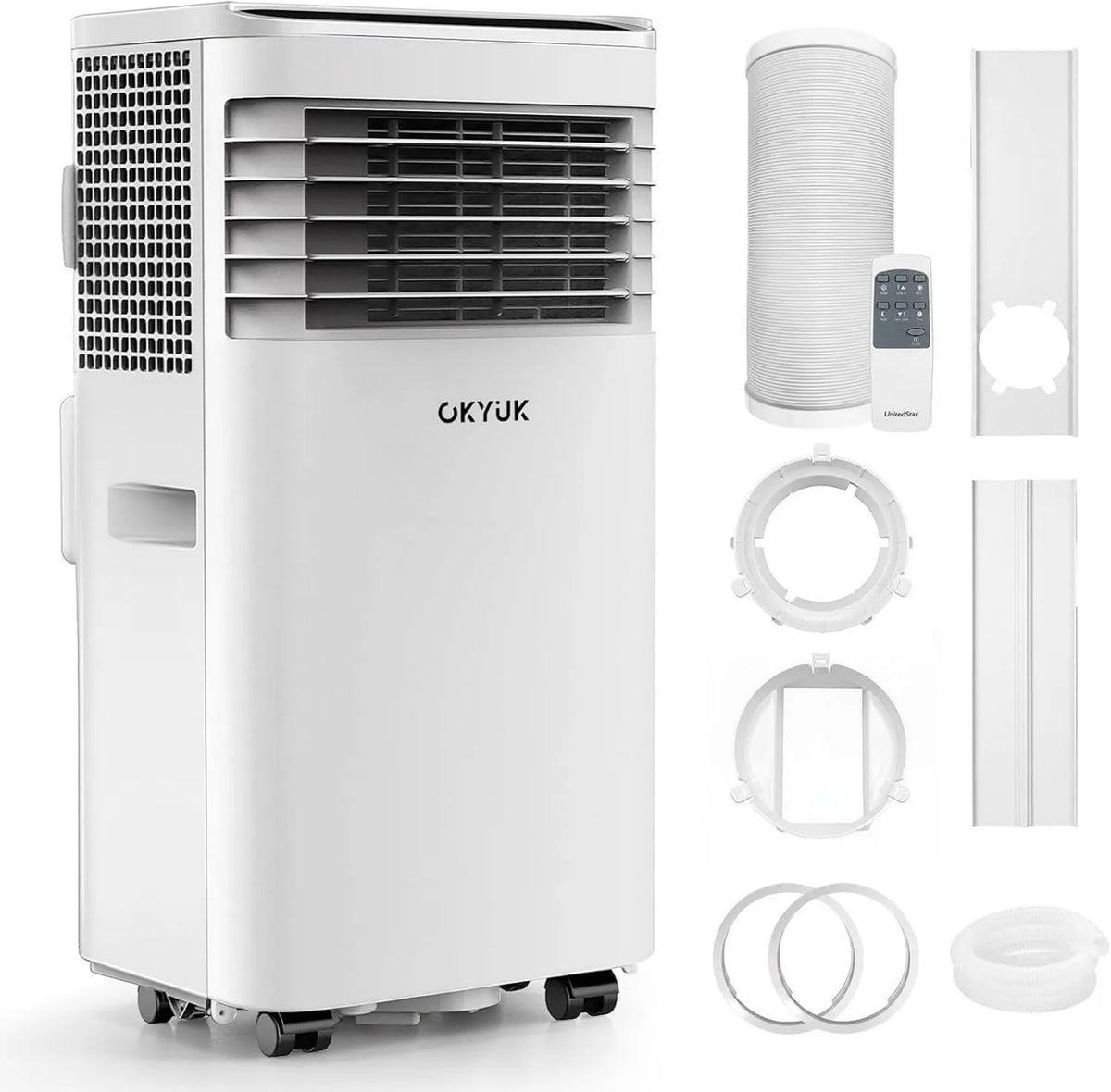 LCAIHONG klimatyzator przenośny, 4-in-1 klimatyzator, przenośny, cichy, 7000 BTU Mobile klimatyzator Silencer z rurką do ewakuacji 4-en-1