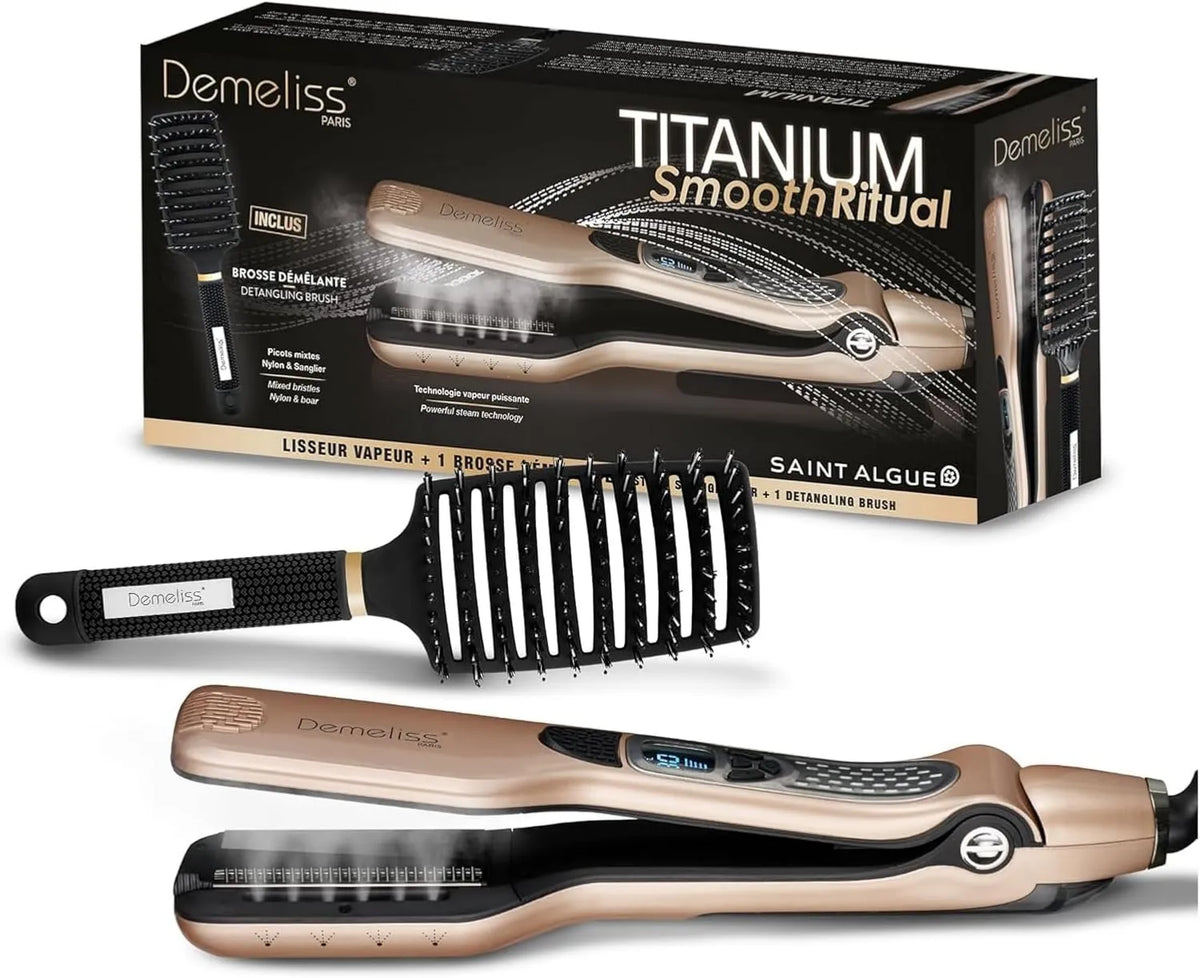 Demeliss prostownica do włosów, para, Saint Algue Box Tickener para Tytanu SMOOTH RITUAL