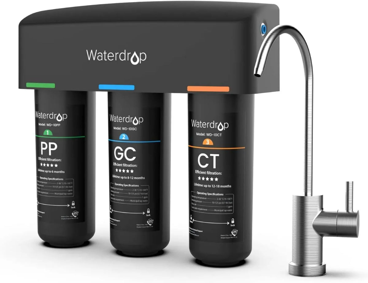 Waterdrop, zlewozmywak, 8 warstw, system filtrujący TBB pod zlewem