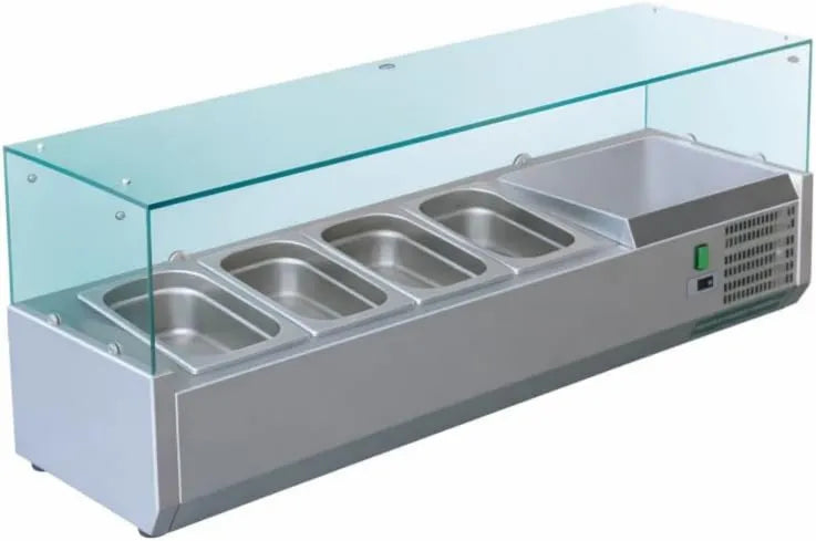 Générique, Produkt 8 zbiorniki GN 1, Naczynie do soli ze składnikami 1800 lub 2000 mm, + 2, + 8°C, stal nierdzewna, 1200 mm, 3 - + 2