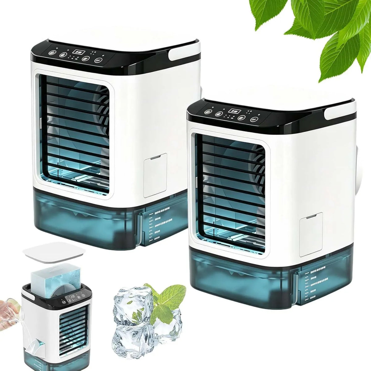 KurlBoard, Klimatyzator 2PCS 900 ml., przenośny, duży zbiornik, cichy, biały